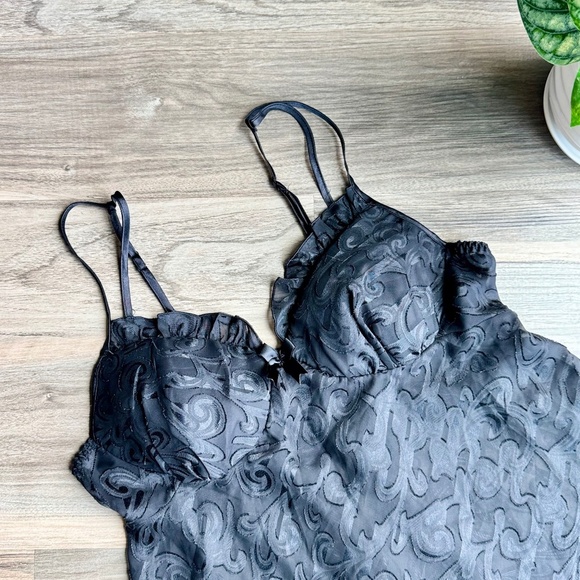 Seductive Wear by Cinema Etoile Black Sheer Embossed Babydoll | Vintage | Size L - Picture 2 of 11